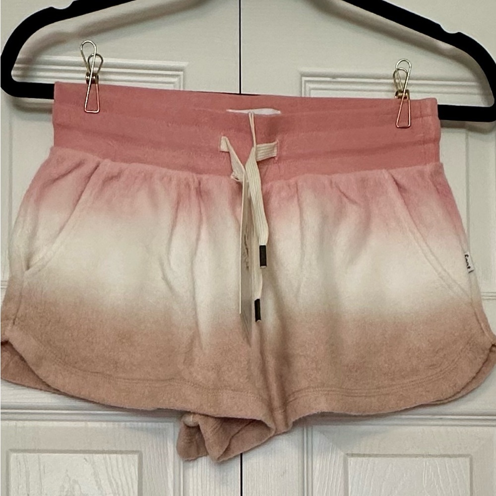Pink and White Athletic Shorts with Elastic Waistband